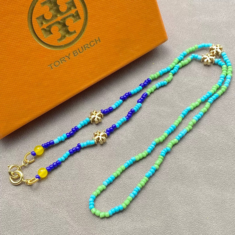 Tory Burch Lapis Lazuli Gold Plated Silver Choker Necklace Beaded